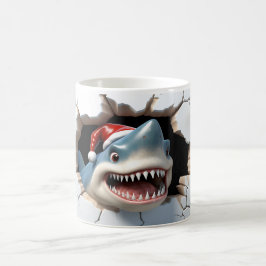 Taza De Café Tiburón 3D con Navidades de Santa Hat
