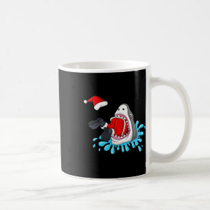 Taza De Café Tiburón come a Santa Claus Navidades niños Chicas