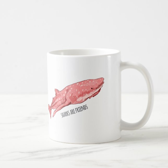Taza De Café Tiburón de ballena rosado (Derecha)