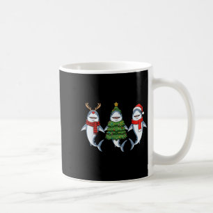 Taza De Café Tiburón de Navidad Retro Santa Reno