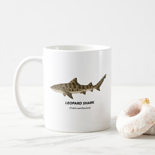 Taza De Café Tiburón leopardo - Animales marinos de California (Con donut)