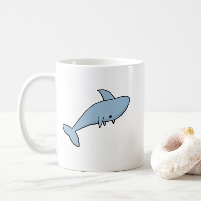Taza De Café Tiburón Personalizado azul (Con donut)