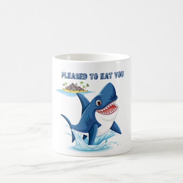 Taza De Café Tiburón personalizado humorístico con texto amenaz (Centro)
