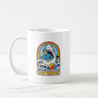 Taza De Café Tiburón Retro de Verano Mantén Positivo