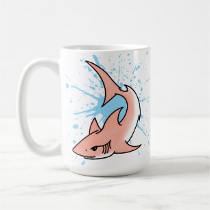 Taza De Café tiburón rosa semana dibujos animados tatuaje arte