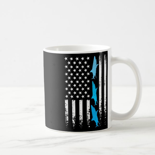 Taza De Café Tiburones 4 De Julio Bandera Americana Niños Hombr (Derecha)