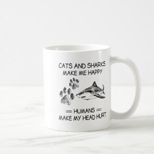 Taza De Café Tiburones Divertidos Y Perros Me Hacen Feliz Human
