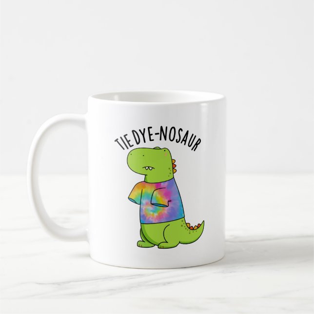 Taza De Café Tie-dye-nosaur Funny Dinosaur Pun (Izquierda)