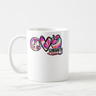 Taza De Café Tie dye Peace Love Kindergarten First Day Of Schoo