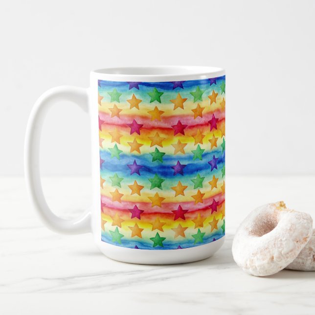 Taza De Café Tie Dye Stars  (Con donut)