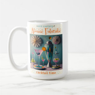 Taza De Café Tiempo De Cóctel Futurista Atómico De Mediados Del