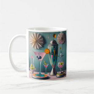 Taza De Café Tiempo De Cóctel Futurista Atómico De Mediados Del