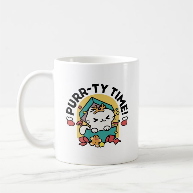 Taza De Café ¡Tiempo de espera! - Diseño de Navidades gatos fes (Izquierda)