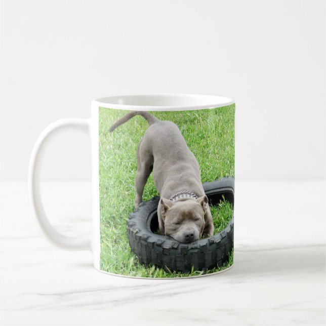 Taza De Café Tiempo de juego del Blue Staffordshire Bull Terrie (Izquierda)