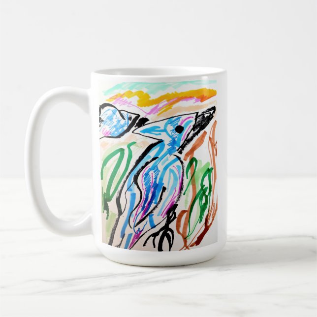 Taza De Café Tiempo de primavera de los jinetes de vuelo azul (Izquierda)