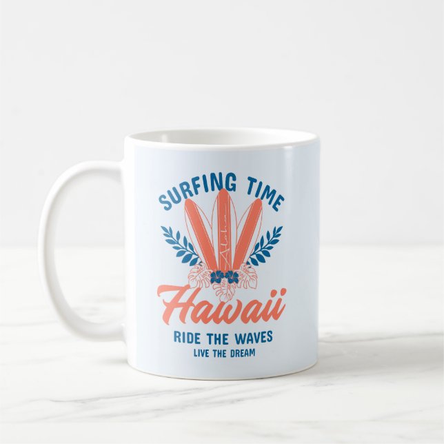 Taza De Café Tiempo de Surf Hawaii Monta las Olas (Izquierda)