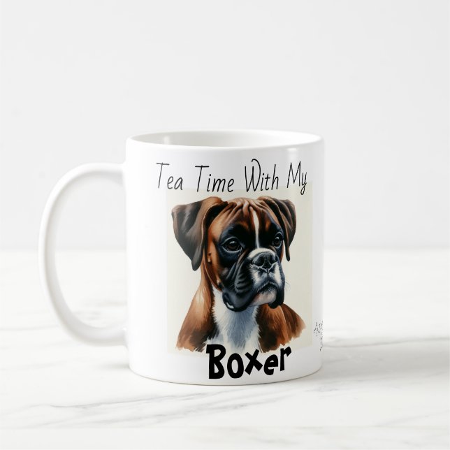 Taza De Café Tiempo De Té Con Mi Boxeador Personalizado (Izquierda)