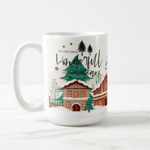Taza De Café Tiempo Más Maravilloso Paisaje Urbano Navidad