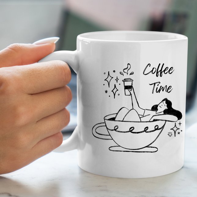 Taza De Café Tiempo para el café - Simple y estiloso Mug (Subido por el creador)