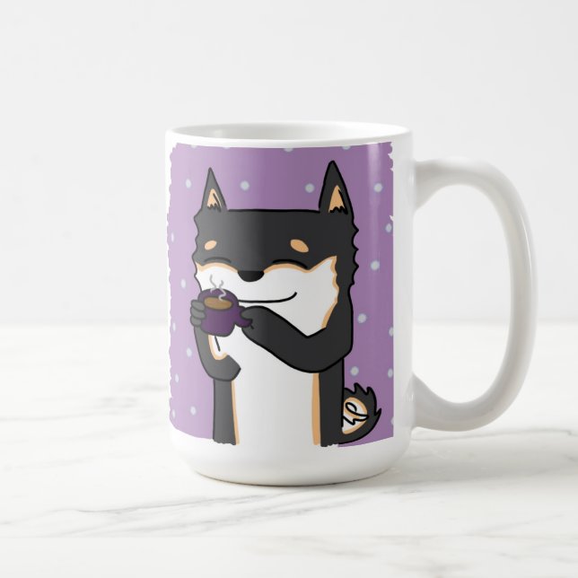 Taza De Café ¡Tiempo Shiba del café! - Negro y moreno (Derecha)