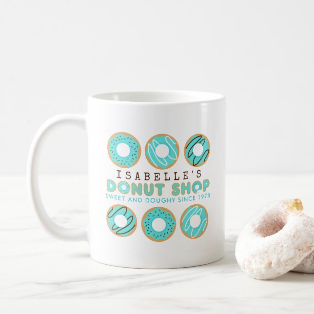 Taza De Café Tienda de Donut Azul Cuaderno (Con donut)