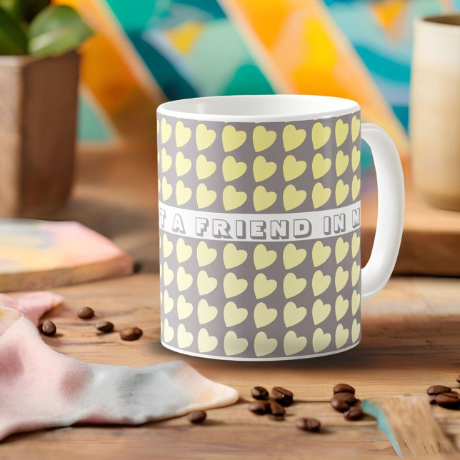 Taza De Café Tienes un Amigo Amarillo Gris Heart Valentine (Subido por el creador)