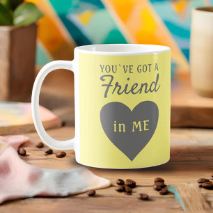 Taza De Café Tienes un amigo corazón gris amarillo Amistad