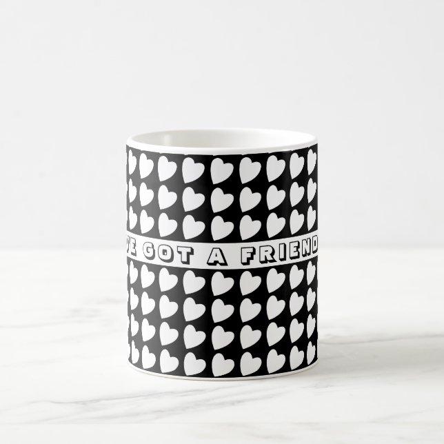 Taza De Café Tienes un Amigo Patrón de Corazón Negro Valentine (Centro)