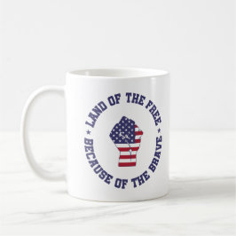 Taza De Café Tierra de la bandera estadounidense libre Patrióti