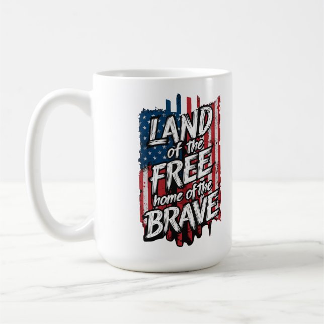 Taza De Café Tierra Del Hogar Libre De Los Valientes (Izquierda)