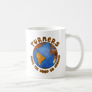 Taza De Café Tierra divertida de Woodturning del globo de los