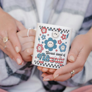 Taza De Café Tierra retro dulce de libertad: el 4 de julio