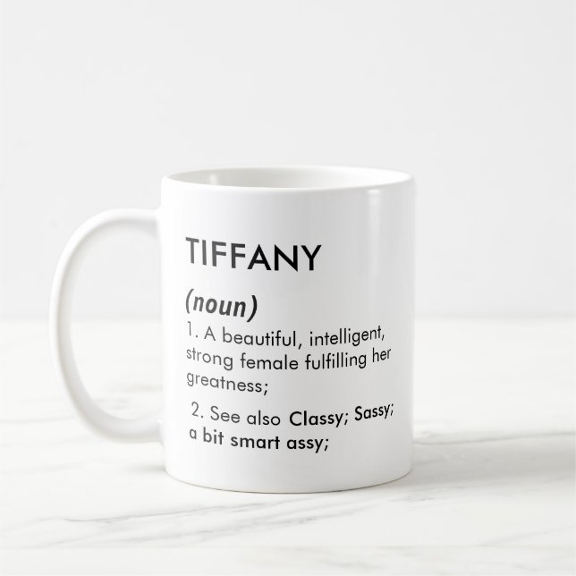 Taza De Café Tiffany name, Editable name, Custom name (Izquierda)