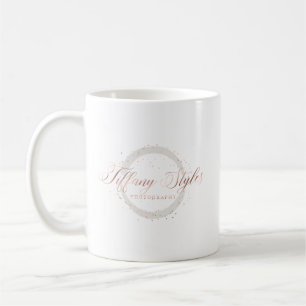 Taza De Café Tiffany Styles Navy Blue & Rosa Gold Company Logo