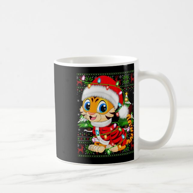 Taza De Café Tiger Xmas Sweater Style Ugly Santa Tiger Christin (Derecha)