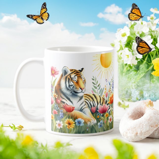 Taza De Café Tigre acuarela de primavera - Mug infantil (Subido por el creador)