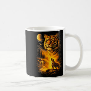 Taza De Café Tigre aullando a la luna meme 90s estampado animal