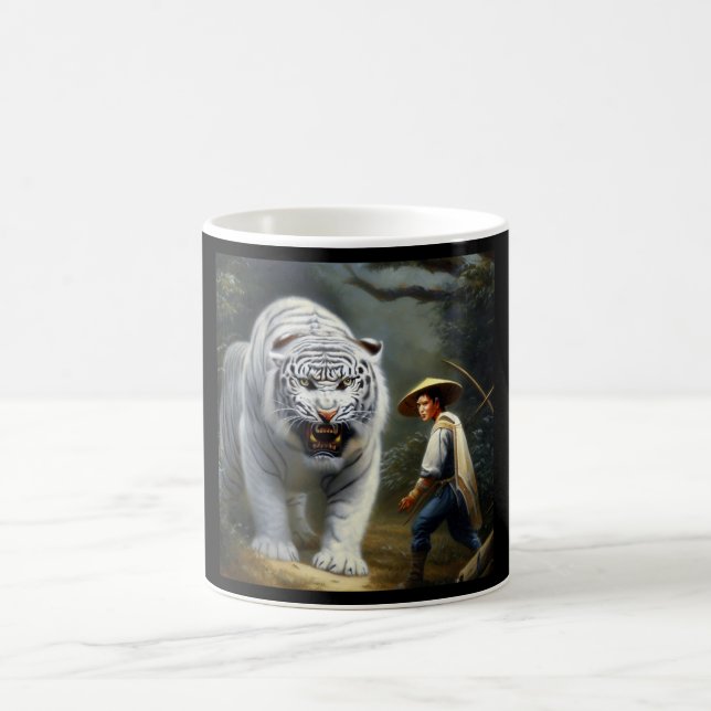 Taza De Café Tigre blanco chino (25) (Centro)