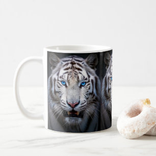 Taza De Café Tigre blanco con ojos azules