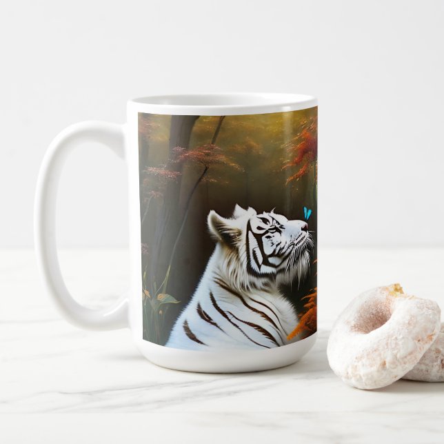 Taza De Café Tigre Blanco Esos Momentos Amantes, Café Mug (Con donut)