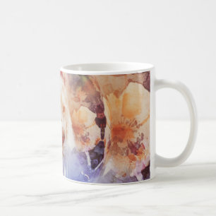 Taza De Café Tigre Blanco Floral Burbuja Grunge