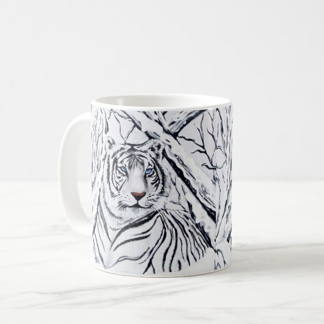 Taza De Café Tigre blanco mezclando (Anverso izquierdo)