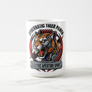 Taza De Café Tigre Cibernético Poder Espíritu de Abertura Eléct