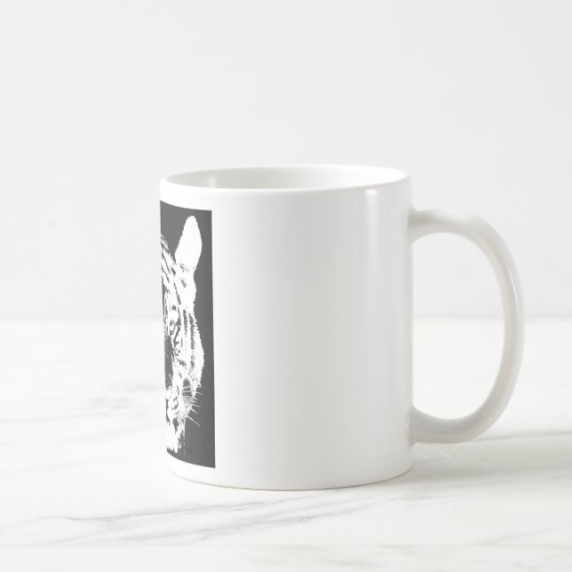 Taza De Café Tigre de arte pop blanco y negro (Derecha)