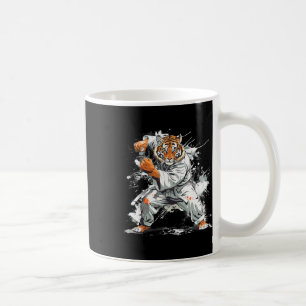 Taza De Café Tigre de Kickboxing Acuarela Artes Marciales Karat
