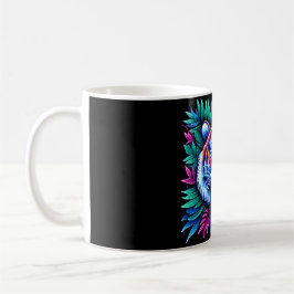 Taza De Café Tigre de neón y hojas de selva
