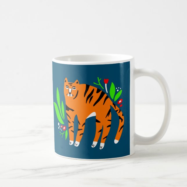 Taza De Café Tigre en flores (Derecha)