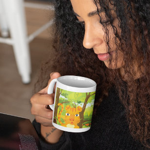 Taza De Café Tigre En La Mugre De La Jungla