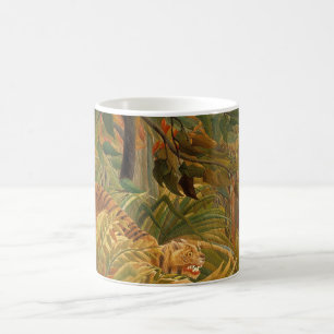 Taza De Café Tigre en tormenta tropical por Henri Rousseau