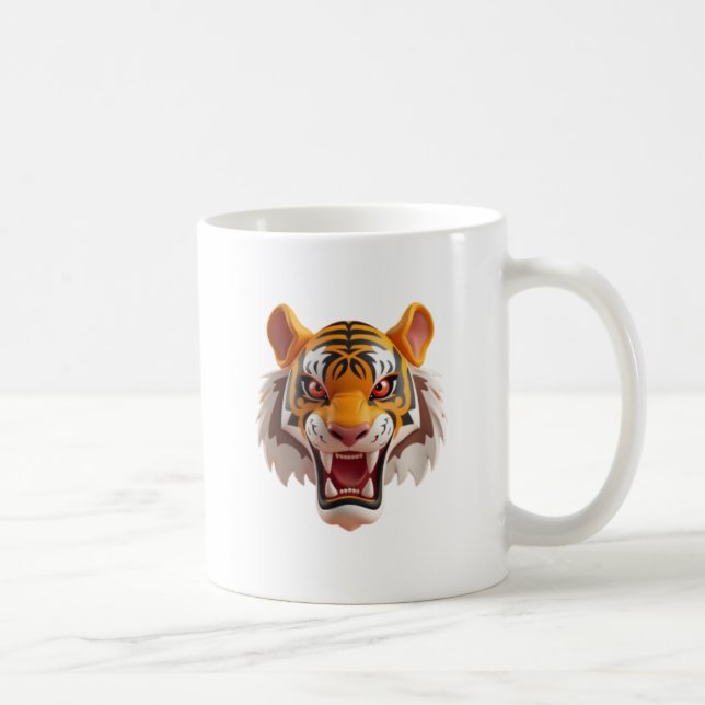 Taza De Café Tigre féroce en style cartoon avec expression. (Derecha)